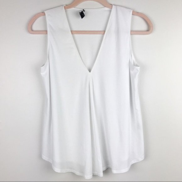 Theory Tops - Theory White Meighlan K Rib Viscose Draped Tank S